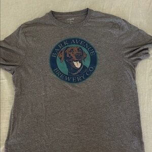 J. Crew Gray Tee with Teal and Navy Dog Logo